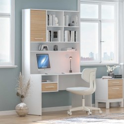 Γραφείο εργασίας London  χρώμα λευκό - oak 120x60x196εκ.