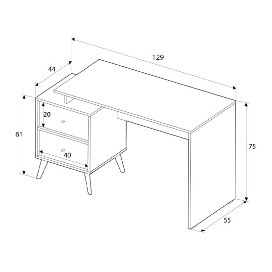 Γραφείο εργασίας Terra  χρώμα florida oak 129x55x75εκ.