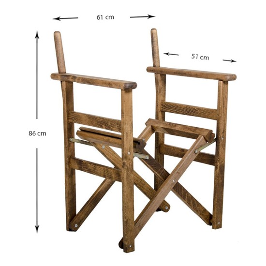 Πολυθρόνα σκηνοθέτη Klara  πτυσσόμενη (μόνο σκελετός) ξύλο οξιάς σε καρυδί εμποτισμού 61x51x86εκ.