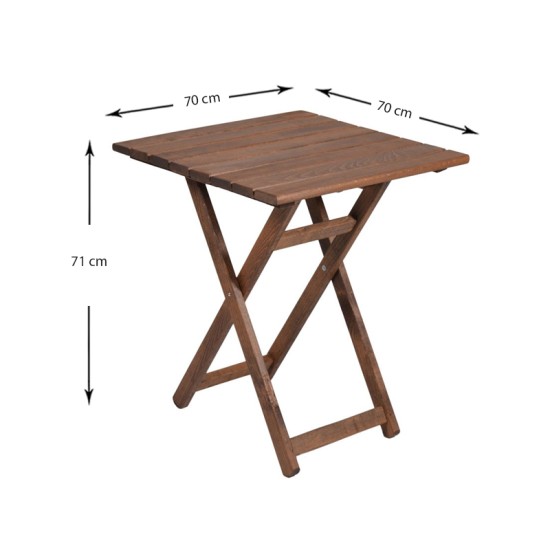 Τραπέζι πτυσσόμενο Klara  από ξύλο οξιάς σε χρώμα καρυδί εμποτισμού 70x70x71εκ.