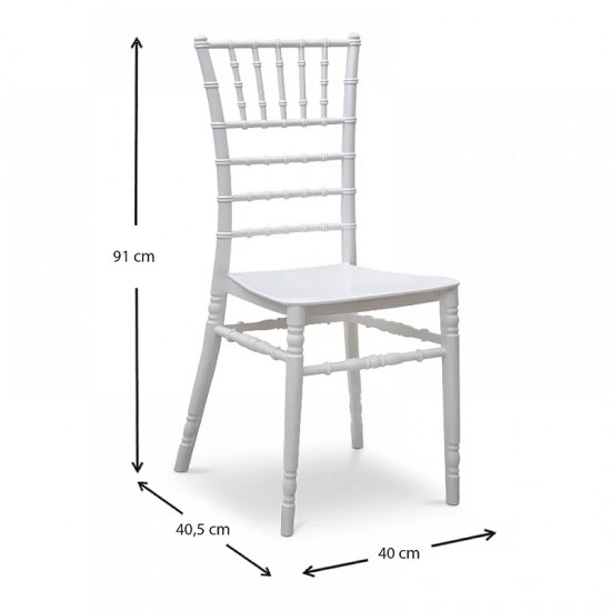 Καρέκλα catering Tiffany Megapap πολυπροπυλενίου χρώμα λευκό 40x40,5x91εκ. - 0183403