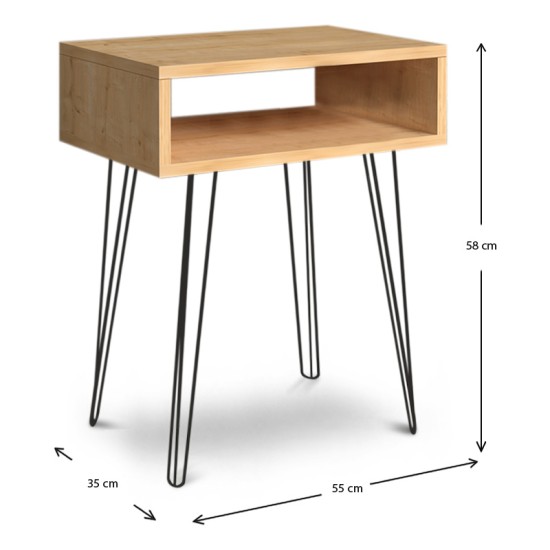 Κομοδίνο Fiona  μεταλλικό - μελαμίνης χρώμα oak 55x35x58εκ. - 0117659