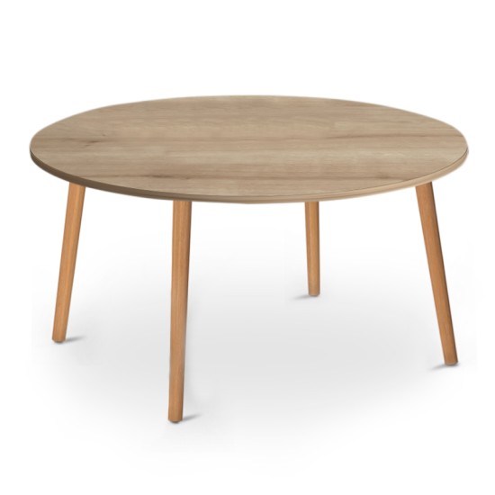 Τραπεζάκι σαλονιού Circle  από μελαμίνη χρώμα oak 90x90x40εκ.