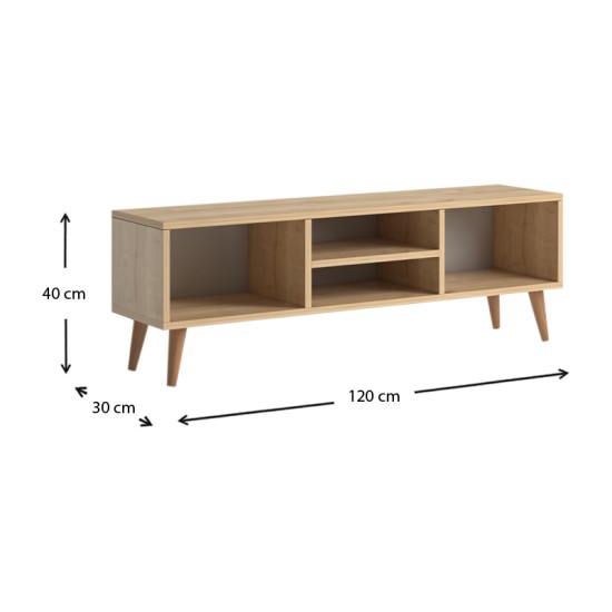 Έπιπλο τηλεόρασης Loren  από μελαμίνη χρώμα oak 120x30x40εκ.