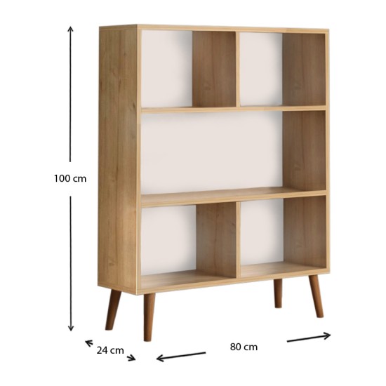 Βιβλιοθήκη μελαμίνης Cube  χρώμα oak 80x24x100εκ.