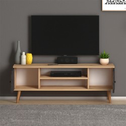 Έπιπλο τηλεόρασης Parma  από μελαμίνη χρώμα industrial grey - oak 120x30x40εκ.