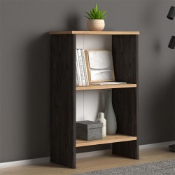 Βιβλιοθήκη μελαμίνης Flora  χρώμα industrial grey - oak 52x25x80εκ.