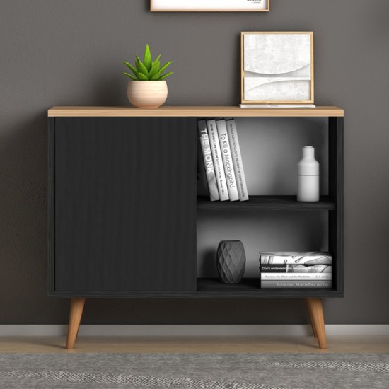 Κονσόλα - μπουφές μελαμίνης Luce χρώμα μαύρο antique - oak 80x35x66εκ. Κονσόλα - μπουφές μελαμίνης Luce χρώμα μαύρο antique - oak 80x35x66εκ.