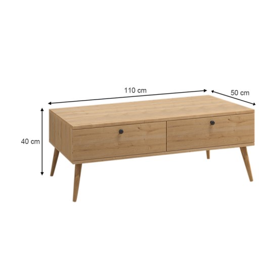 Τραπεζάκι σαλονιού Alis  χρώμα oak 110x50x40εκ.