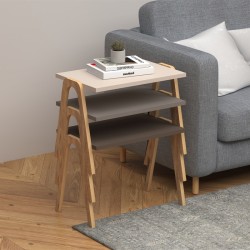 Τραπεζάκια βοηθητικά σετ 3 τμχ Como  χρώμα καφέ - cappuccino - κρεμ 52x32x40εκ.