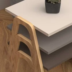 Τραπεζάκια βοηθητικά σετ 3 τμχ Como  χρώμα καφέ - cappuccino - κρεμ 52x32x40εκ.