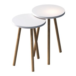 Τραπεζάκια βοηθητικά σετ 2 τμχ Roma  χρώμα λευκό Ø34x46εκ.