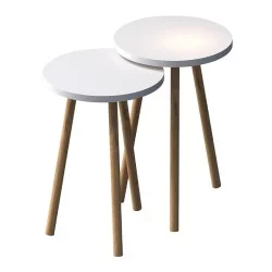 Τραπεζάκια βοηθητικά σετ 2 τμχ Roma  χρώμα λευκό Ø34x46εκ.