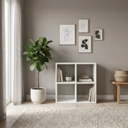 Βιβλιοθήκη Cube  χρώμα λευκό 60x30x60εκ.