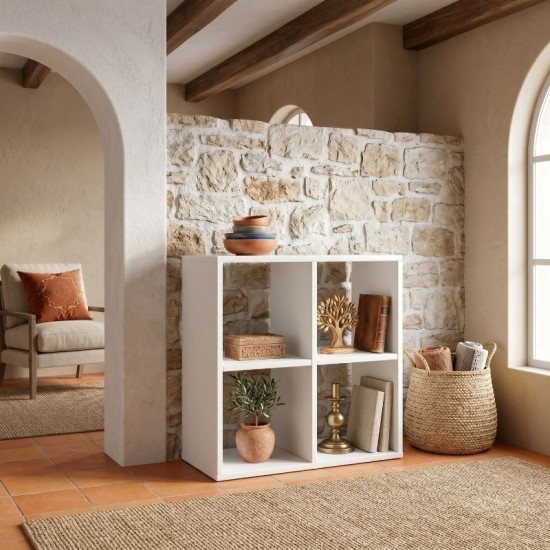 Βιβλιοθήκη Cube  χρώμα λευκό 60x30x60εκ.