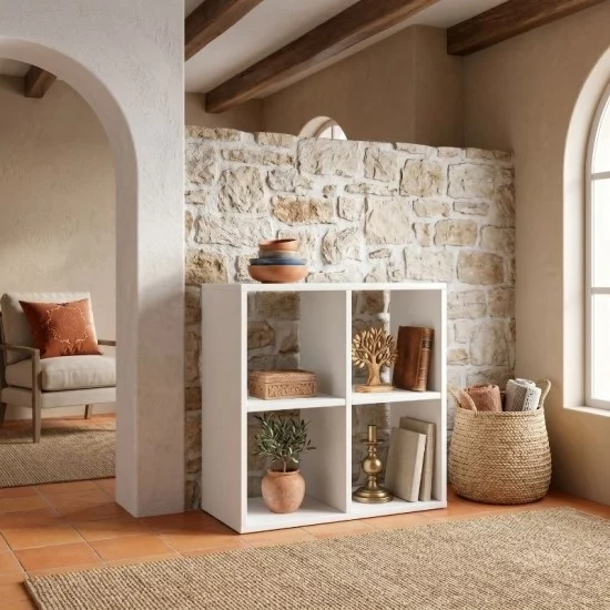 Βιβλιοθήκη Cube  χρώμα λευκό 60x30x60εκ.