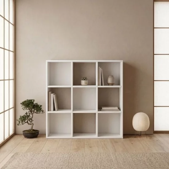 Βιβλιοθήκη Cube  χρώμα λευκό 90x30x90εκ.