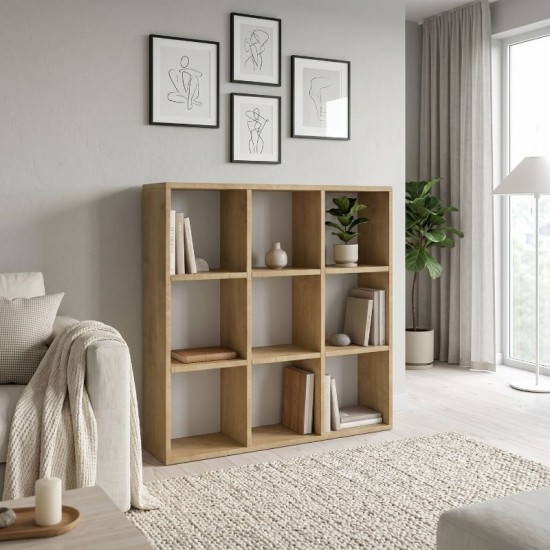 Βιβλιοθήκη Cube  χρώμα sapphire oak 90x30x90εκ.
