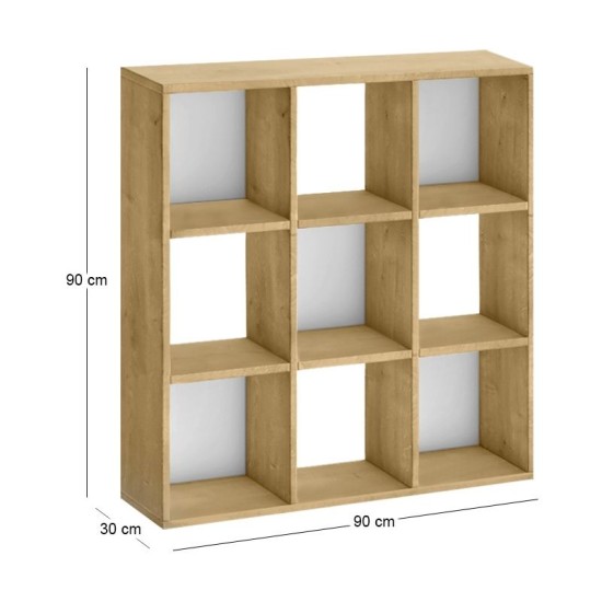 Βιβλιοθήκη Cube  χρώμα sapphire oak 90x30x90εκ.
