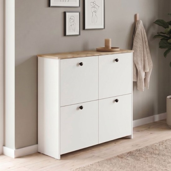 Παπουτσοθήκη Palma  χρώμα λευκό - sapphire oak 90x35x90εκ.