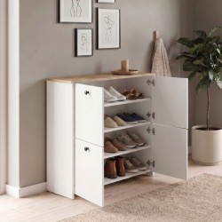 Παπουτσοθήκη Palma  χρώμα λευκό - sapphire oak 90x35x90εκ.