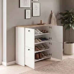 Παπουτσοθήκη Palma  χρώμα λευκό - sapphire oak 90x35x90εκ.