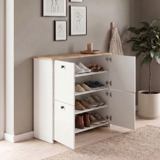 Παπουτσοθήκη Palma  χρώμα λευκό - sapphire oak 90x35x90εκ.