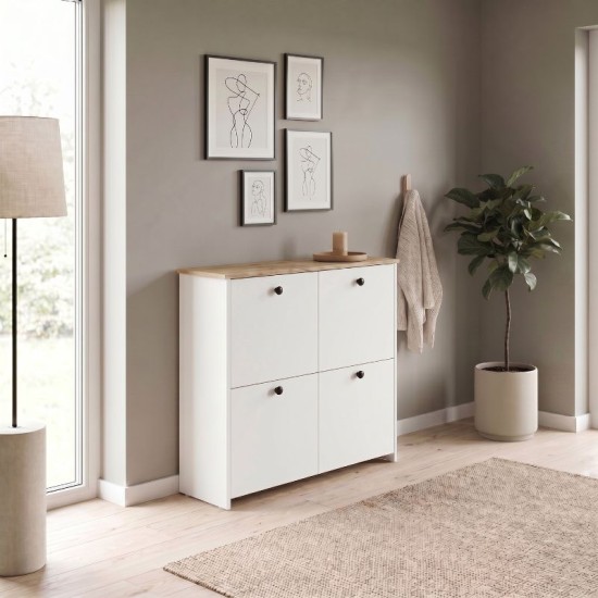 Παπουτσοθήκη Palma  χρώμα λευκό - sapphire oak 90x35x90εκ.