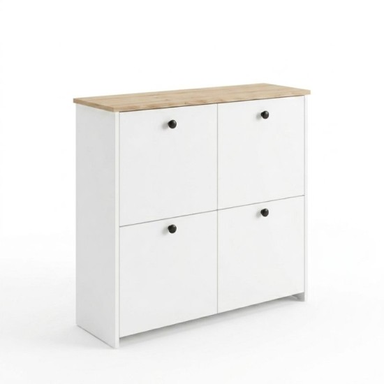 Παπουτσοθήκη Palma  χρώμα λευκό - sapphire oak 90x35x90εκ.