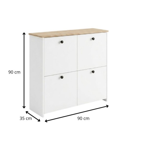 Παπουτσοθήκη Palma  χρώμα λευκό - sapphire oak 90x35x90εκ.