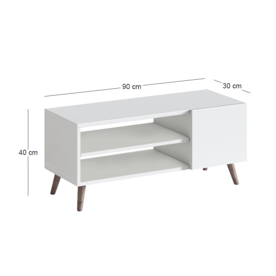 Έπιπλο τηλεόρασης Parma  χρώμα λευκό 90x30x40εκ.