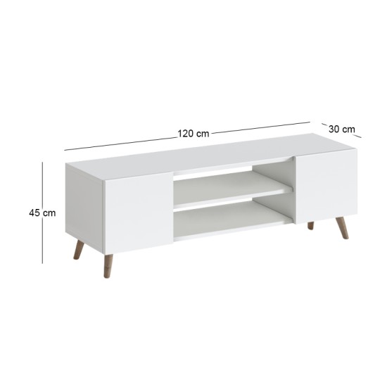 Έπιπλο τηλεόρασης Etna  χρώμα λευκό 120x30x45εκ.