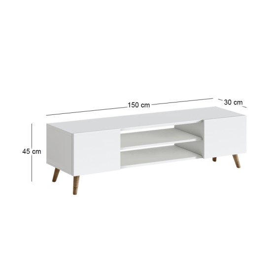 Έπιπλο τηλεόρασης Etna  χρώμα λευκό 150x30x45εκ.