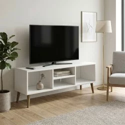 Έπιπλο τηλεόρασης Loren  χρώμα λευκό 120x30x40εκ.