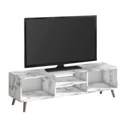 Έπιπλο τηλεόρασης Loren  χρώμα λευκό εφέ μαρμάρου 120x30x40εκ.