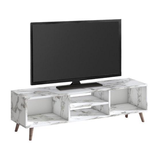 Έπιπλο τηλεόρασης Loren  χρώμα λευκό εφέ μαρμάρου 120x30x40εκ.