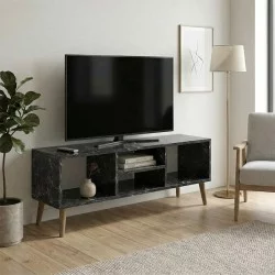 Έπιπλο τηλεόρασης Loren  χρώμα μαύρο εφέ μαρμάρου 120x30x40εκ.