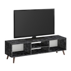Έπιπλο τηλεόρασης Loren  χρώμα μαύρο εφέ μαρμάρου 120x30x40εκ.