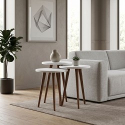 Τραπεζάκι βοηθητικό σετ 3 τμχ Cruz  χρώμα λευκό Ø33x46εκ.