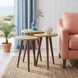 Τραπεζάκι βοηθητικό σετ 3 τμχ Cruz  χρώμα sapphire oak Ø33x46εκ.