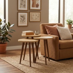 Τραπεζάκι βοηθητικό σετ 3 τμχ Cruz  χρώμα sapphire oak Ø33x46εκ.