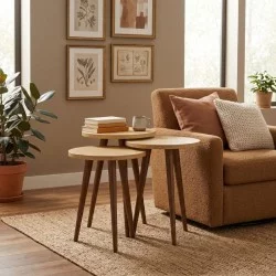 Τραπεζάκι βοηθητικό σετ 3 τμχ Cruz  χρώμα sapphire oak Ø33x46εκ.