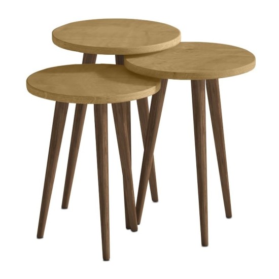 Τραπεζάκι βοηθητικό σετ 3 τμχ Cruz  χρώμα sapphire oak Ø33x46εκ.