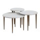 Τραπεζάκι σαλονιού σετ 3 τμχ Nola  χρώμα λευκό Ø60x46εκ.