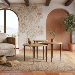 Τραπεζάκι σαλονιού σετ 3 τμχ Nola  χρώμα sapphire oak Ø60x46εκ.