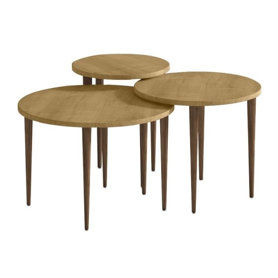 Τραπεζάκι σαλονιού σετ 3 τμχ Nola  χρώμα sapphire oak Ø60x46εκ.