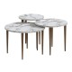 Τραπεζάκι σαλονιού σετ 3 τμχ Nola  χρώμα λευκό εφέ μαρμάρου Ø60x46εκ.