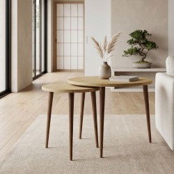 Τραπεζάκι σαλονιού σετ 2 τμχ Nola  χρώμα sapphire oak Ø60x46εκ.