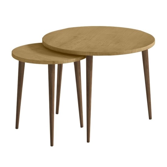 Τραπεζάκι σαλονιού σετ 2 τμχ Nola  χρώμα sapphire oak Ø60x46εκ.