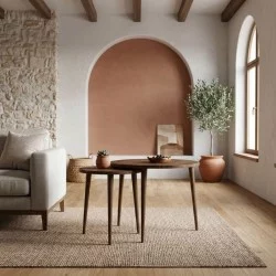 Τραπεζάκι σαλονιού σετ 2 τμχ Nola  χρώμα καρυδί Ø60x46εκ.